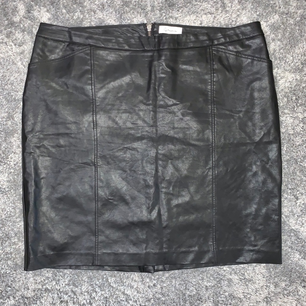 Reitmans faux leather midi skirt.